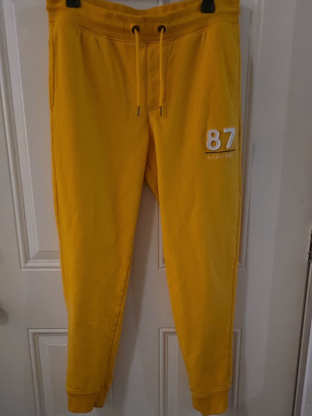 Aeropostale Mustard Yellow Jogger Sweatpants with 87 Patch